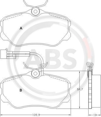 A.B.S. Комплект тормозных колодок, дисковый тормоз 36655