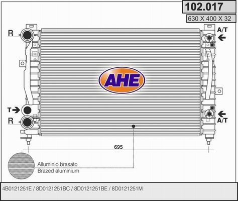 AHE Радиатор, охлаждение двигателя 102.017