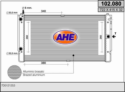 AHE Радиатор, охлаждение двигателя 102.080