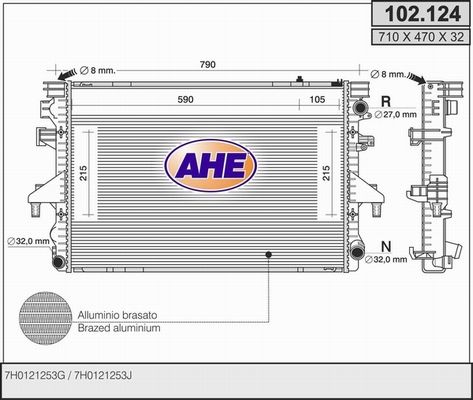 AHE Радиатор, охлаждение двигателя 102.124