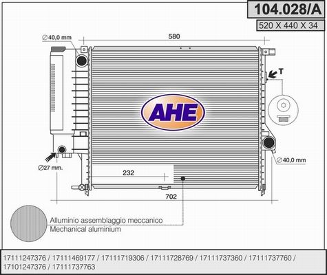 AHE Radiators, Motora dzesēšanas sistēma 104.028/A
