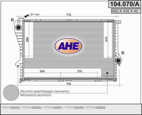 AHE Radiators, Motora dzesēšanas sistēma 104.070/A