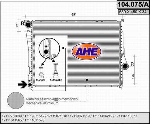 AHE Radiators, Motora dzesēšanas sistēma 104.075/A