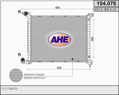 AHE Радиатор, охлаждение двигателя 104.076