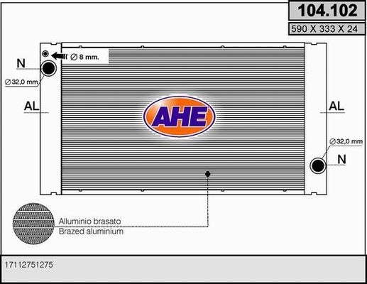AHE Радиатор, охлаждение двигателя 104.102
