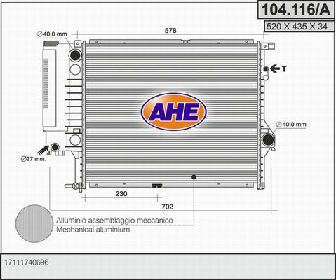 AHE Radiators, Motora dzesēšanas sistēma 104.116/A