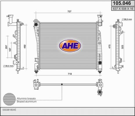 AHE Радиатор, охлаждение двигателя 105.046