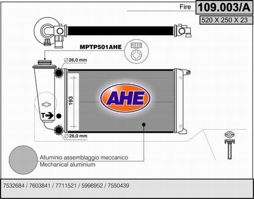AHE Radiators, Motora dzesēšanas sistēma 109.003/A