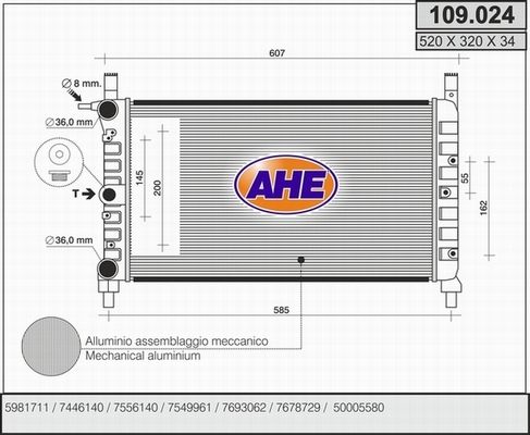 AHE Radiators, Motora dzesēšanas sistēma 109.024