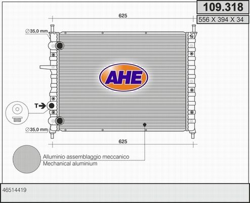 AHE Радиатор, охлаждение двигателя 109.318