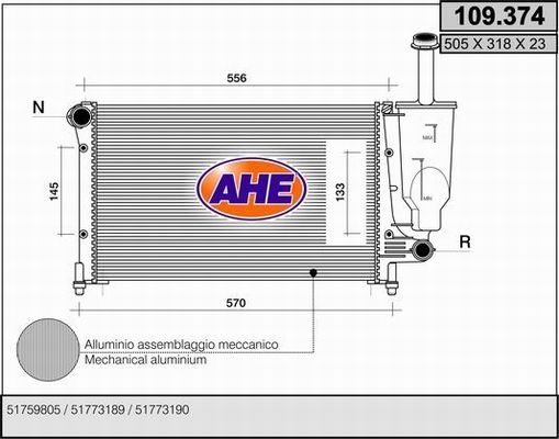 AHE Radiators, Motora dzesēšanas sistēma 109.374