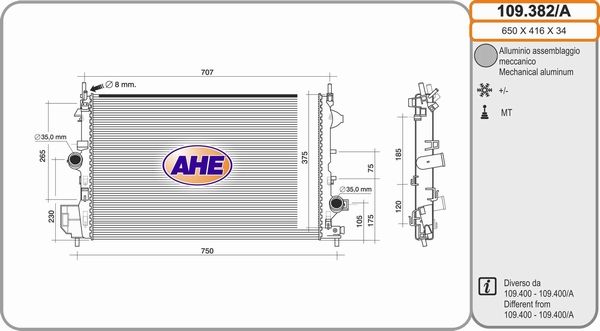 AHE Radiators, Motora dzesēšanas sistēma 109.382/A