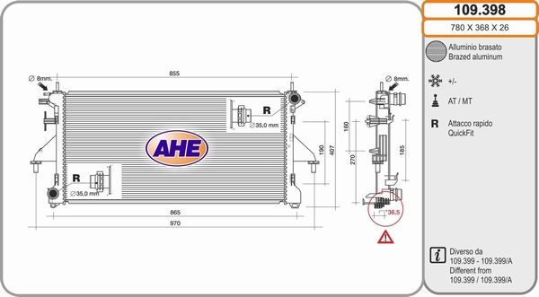 AHE Radiators, Motora dzesēšanas sistēma 109.398
