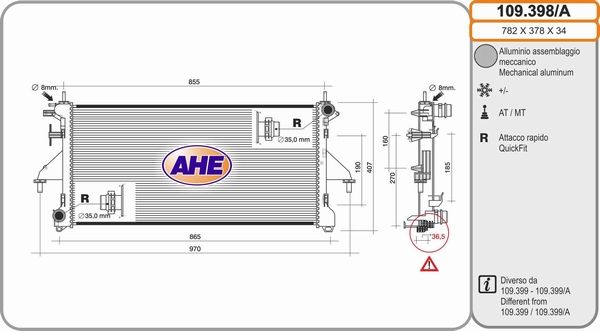 AHE Radiators, Motora dzesēšanas sistēma 109.398/A