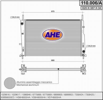AHE Radiators, Motora dzesēšanas sistēma 110.006/A