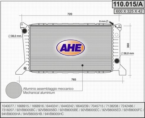 AHE Radiators, Motora dzesēšanas sistēma 110.015/A