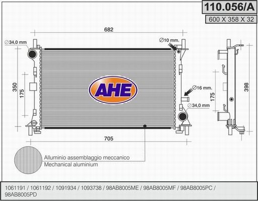 AHE Radiators, Motora dzesēšanas sistēma 110.056/A
