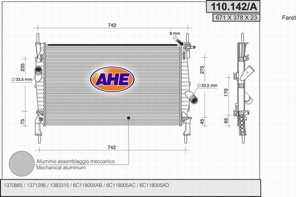 AHE Radiators, Motora dzesēšanas sistēma 110.142/A