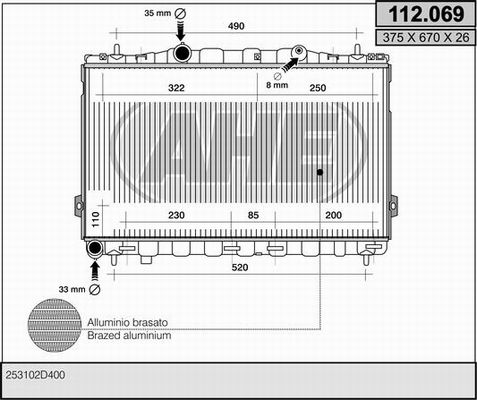 AHE Радиатор, охлаждение двигателя 112.069