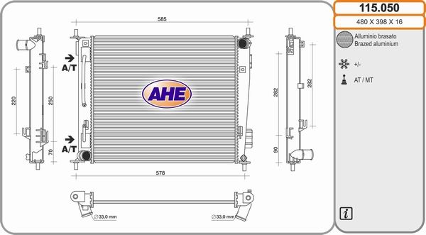 AHE Radiators, Motora dzesēšanas sistēma 115.050