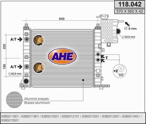 AHE Радиатор, охлаждение двигателя 118.042