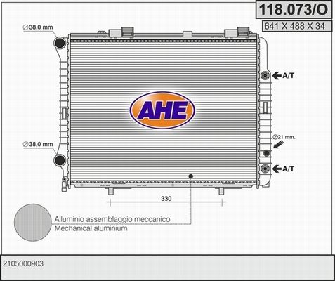 AHE Радиатор, охлаждение двигателя 118.073/O