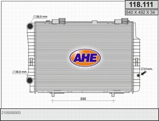 AHE Радиатор, охлаждение двигателя 118.111
