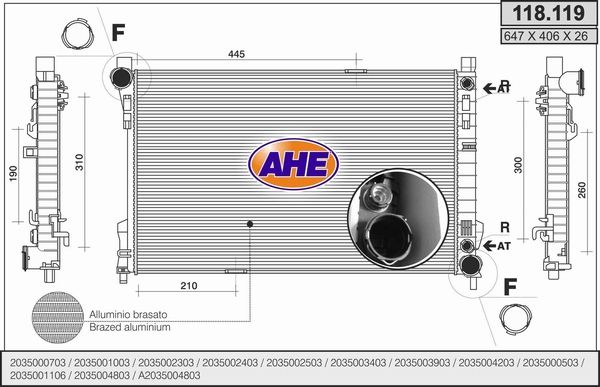 AHE Радиатор, охлаждение двигателя 118.119