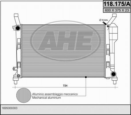 AHE Радиатор, охлаждение двигателя 118.175/A