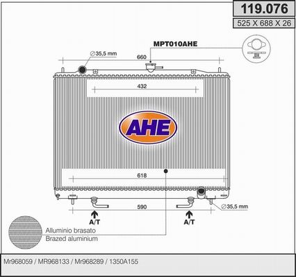 AHE Radiators, Motora dzesēšanas sistēma 119.076