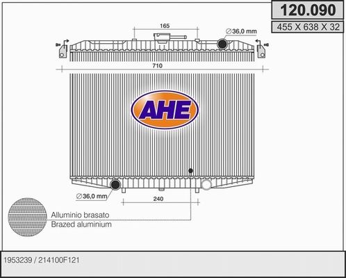 AHE Радиатор, охлаждение двигателя 120.090