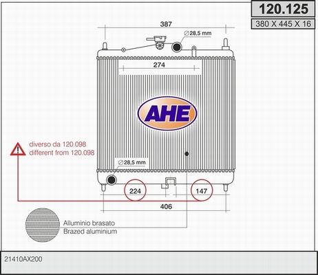 AHE Радиатор, охлаждение двигателя 120.125