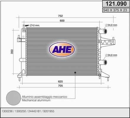 AHE Радиатор, охлаждение двигателя 121.090