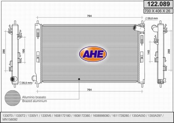 AHE Radiators, Motora dzesēšanas sistēma 122.089