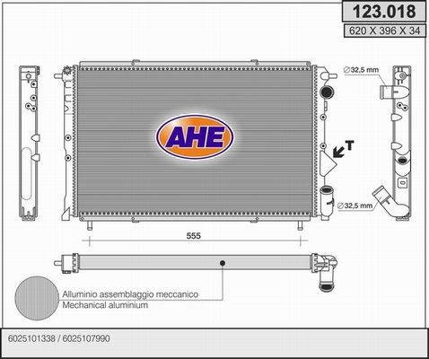 AHE Радиатор, охлаждение двигателя 123.018