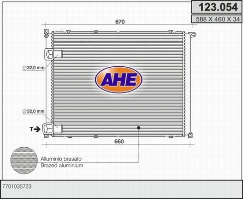 AHE Радиатор, охлаждение двигателя 123.054