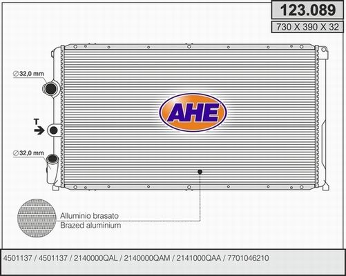 AHE Радиатор, охлаждение двигателя 123.089