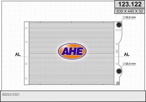 AHE Радиатор, охлаждение двигателя 123.122