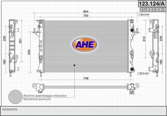 AHE Радиатор, охлаждение двигателя 123.124/A