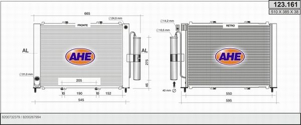 AHE Радиатор, охлаждение двигателя 123.161