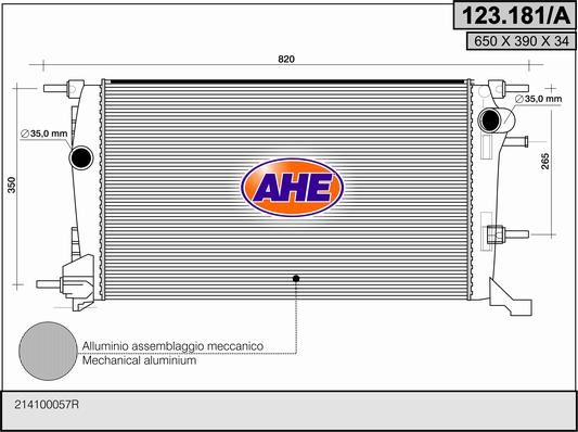 AHE Radiators, Motora dzesēšanas sistēma 123.181/A