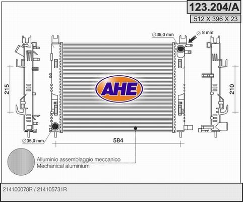 AHE Radiators, Motora dzesēšanas sistēma 123.204/A