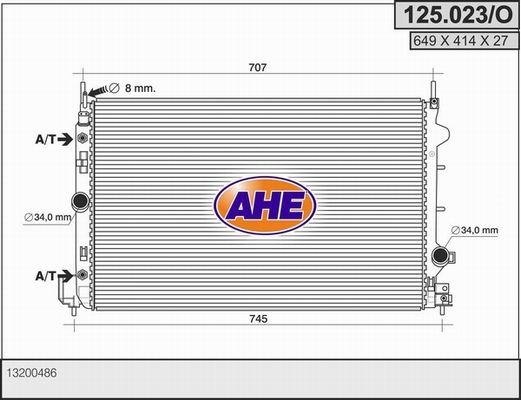 AHE Радиатор, охлаждение двигателя 125.023/O