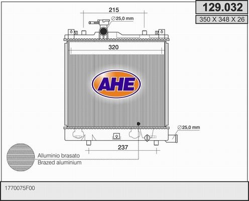 AHE Радиатор, охлаждение двигателя 129.032