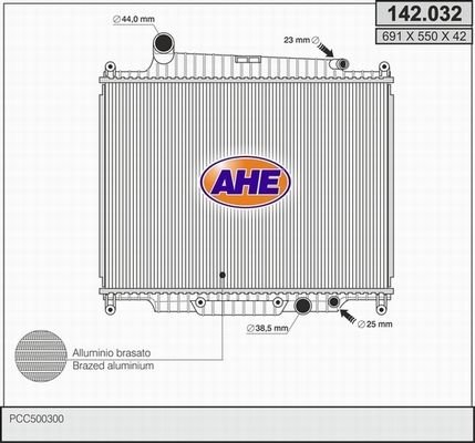 AHE Радиатор, охлаждение двигателя 142.032