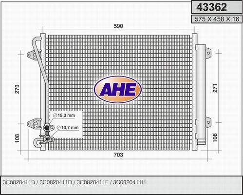 AHE Конденсатор, кондиционер 43362