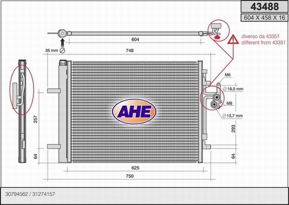 AHE Конденсатор, кондиционер 43488