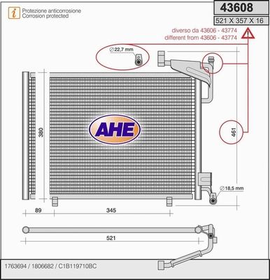 AHE Конденсатор, кондиционер 43608