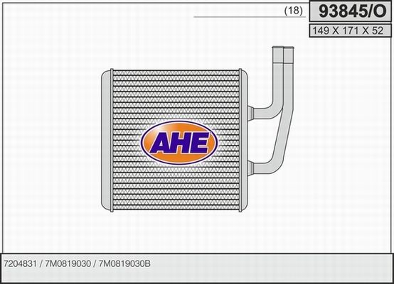 AHE Теплообменник, отопление салона 93845/O