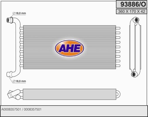 AHE Теплообменник, отопление салона 93886/O